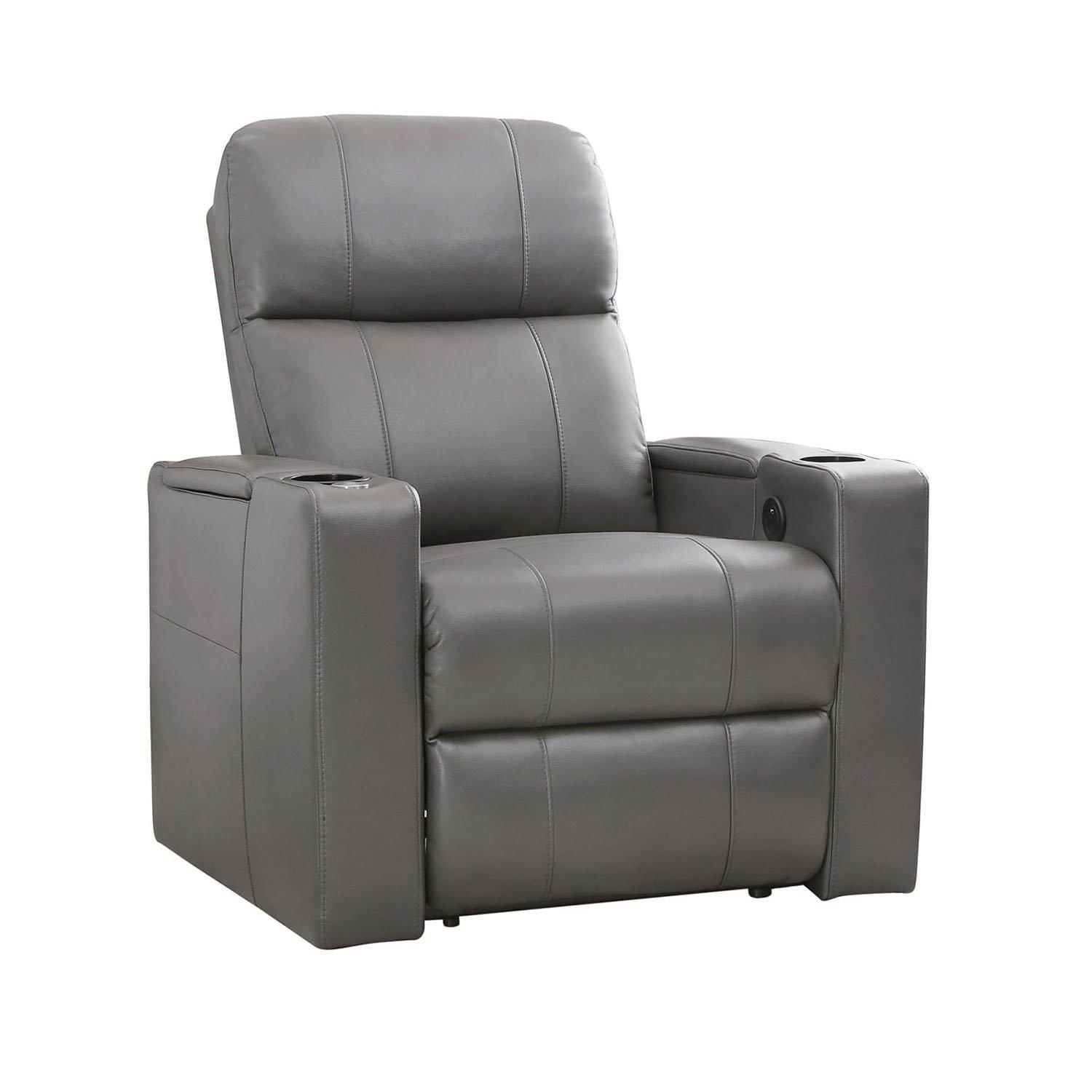Rent to Own Abbyson Living Rider Grey Power Leather Recliner at Aaron's